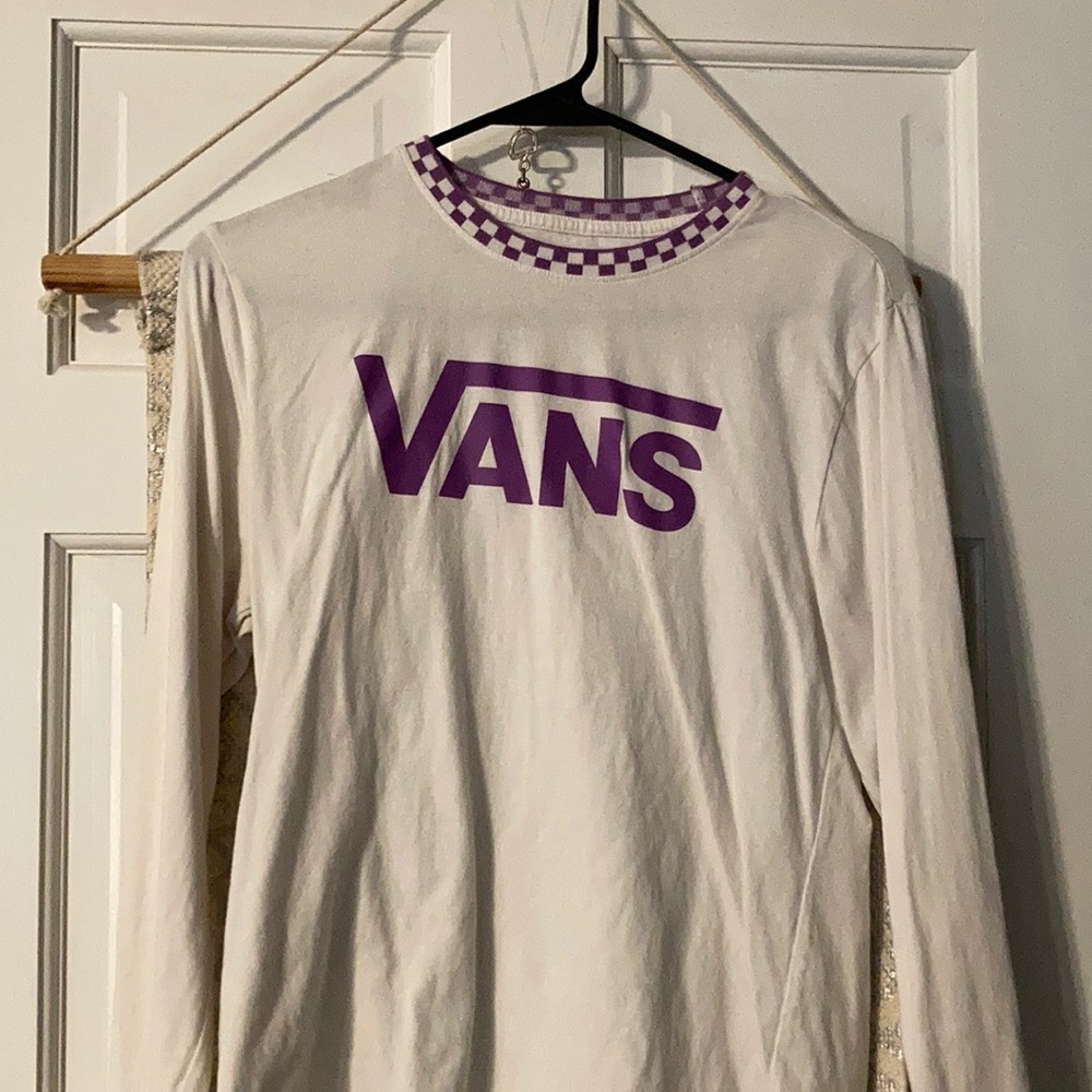 Vans purple checker long sleeve white